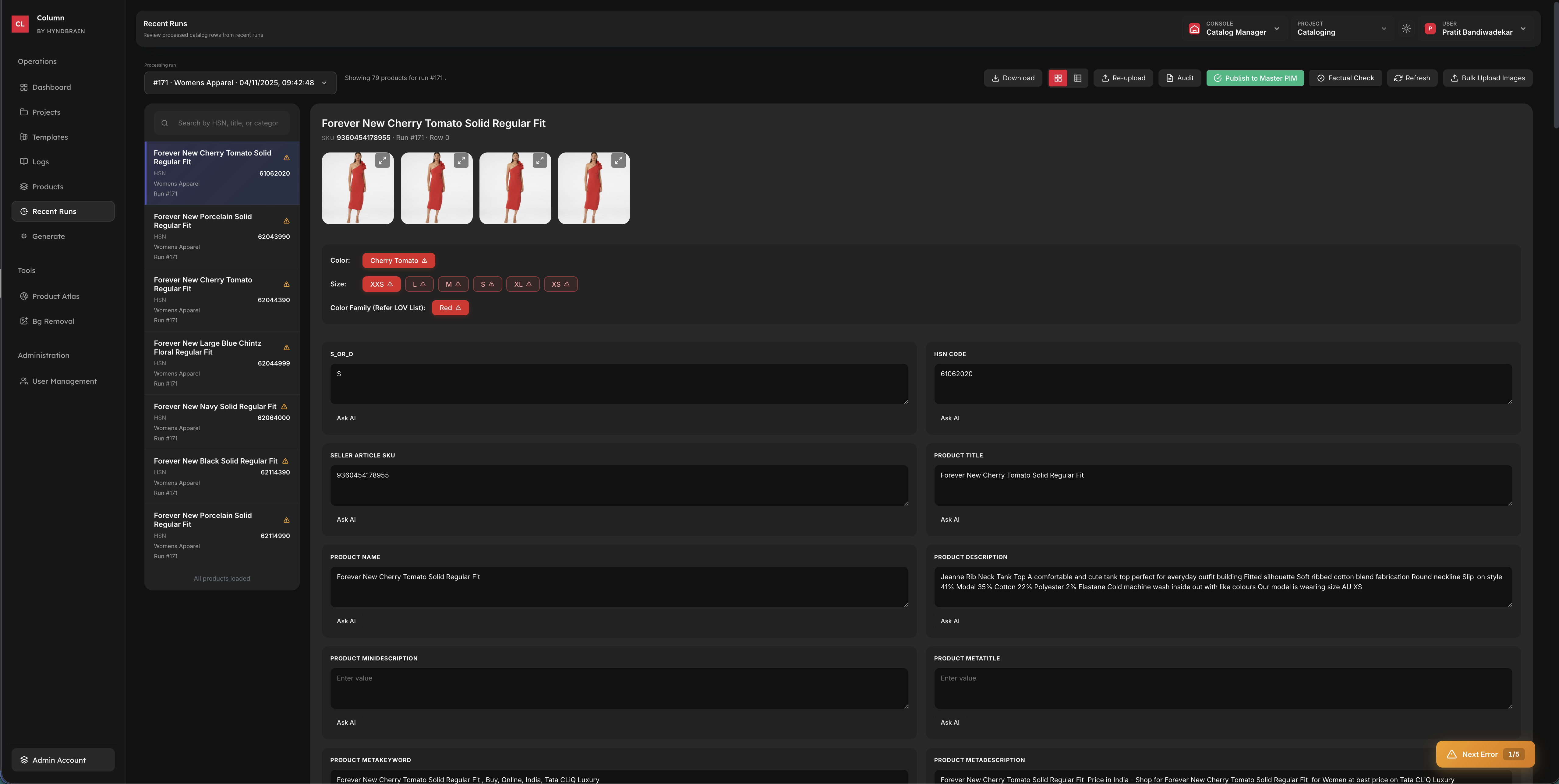 Recent Runs Dashboard