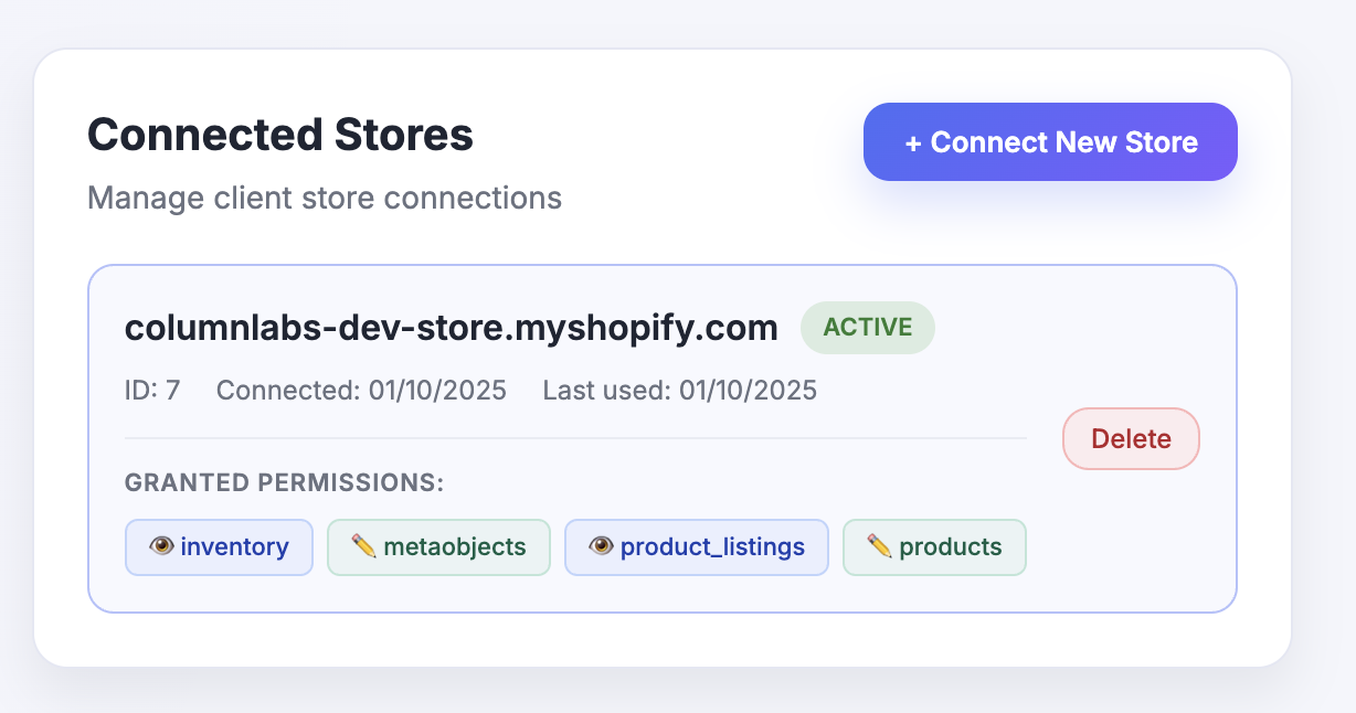 Store Management - Connect multiple Shopify stores